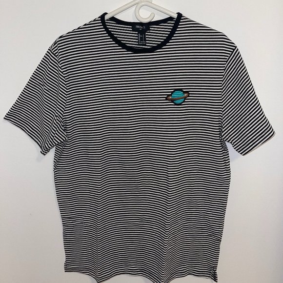 Forever 21 Striped T-Shirt with Planet Patch - Picture 1 of 6